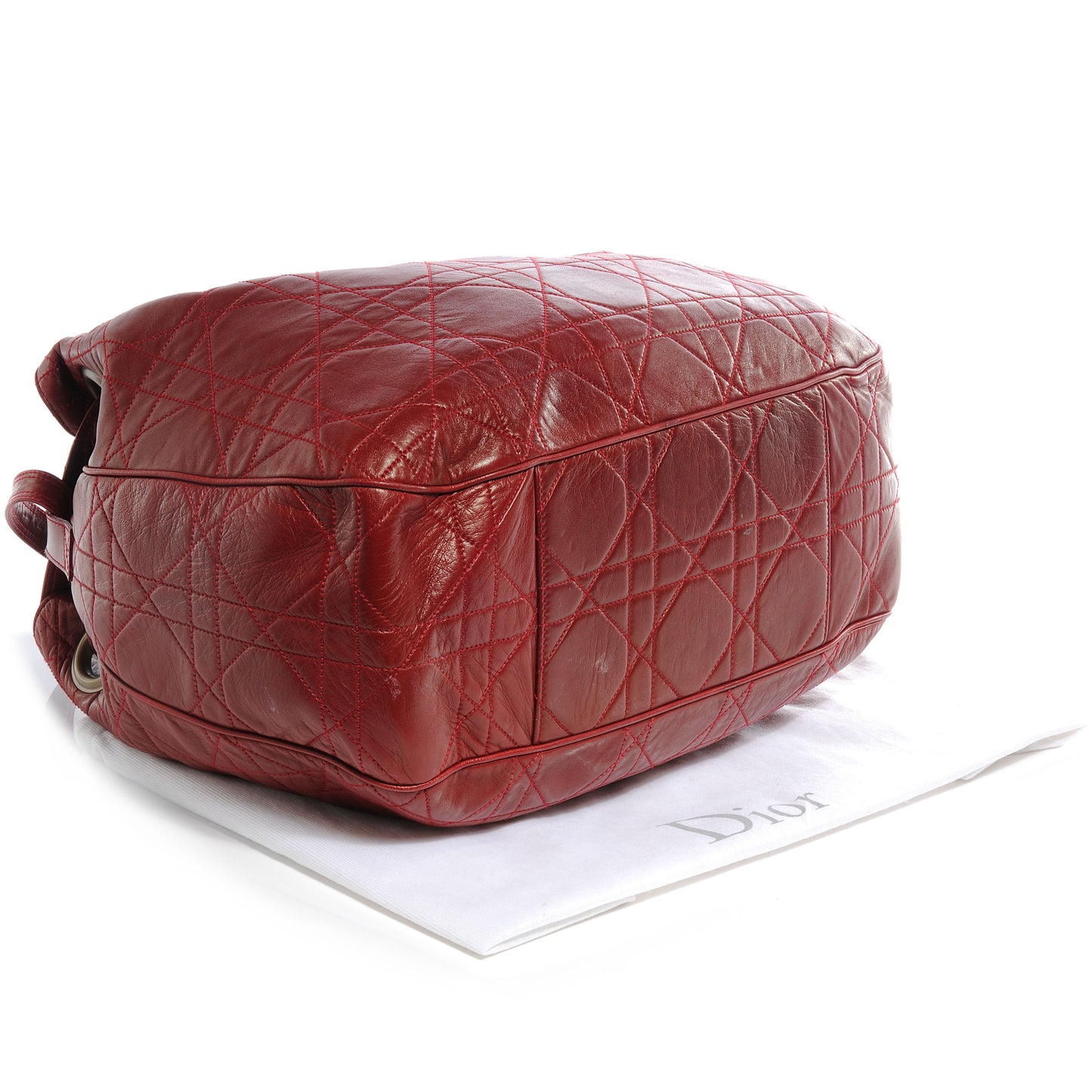 Lambskin Cannage Drawstring Bag Red