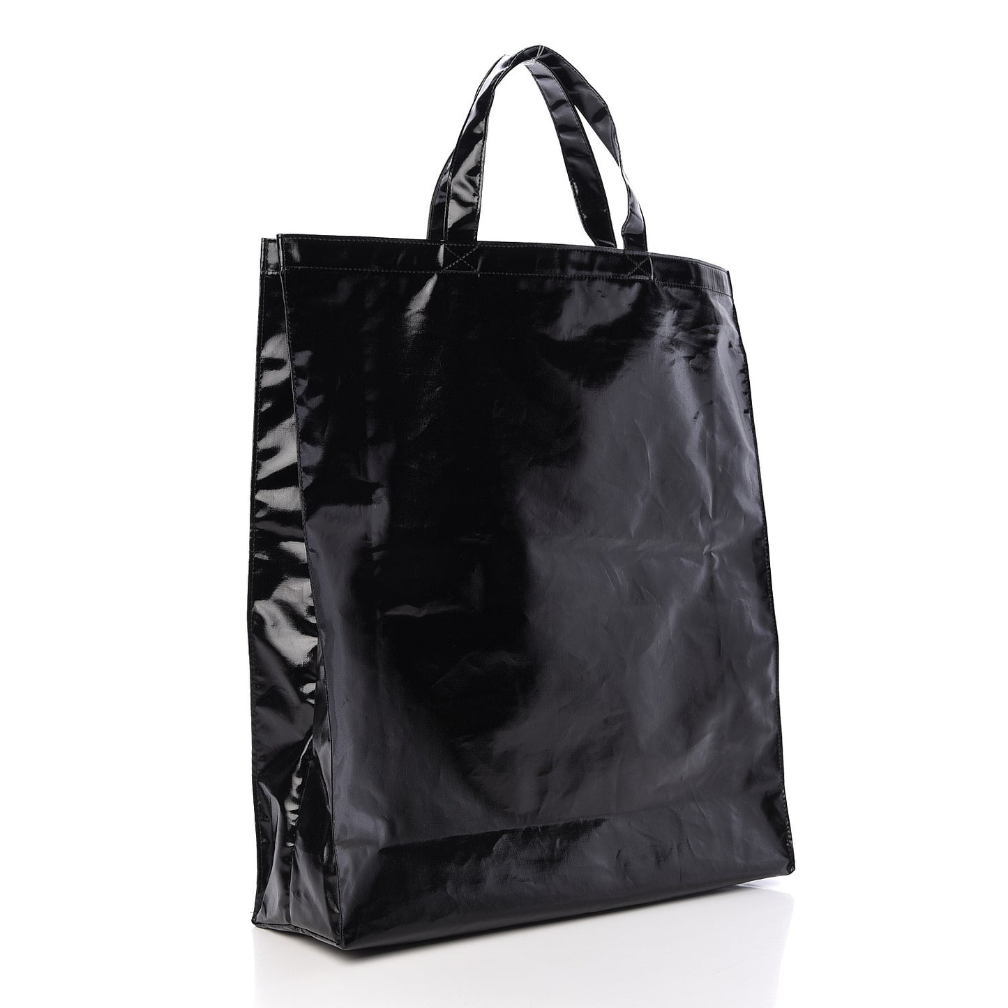 Patent Canvas Frame Logo Vertical Tote Black Crop
