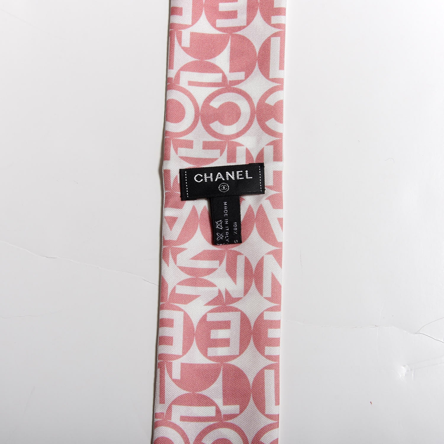 Chanel Silk CC Slim Bandeau Scarf Pink Grey 2 of 4