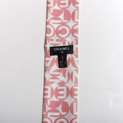 Chanel Silk CC Slim Bandeau Scarf Pink Grey 2 of 4
