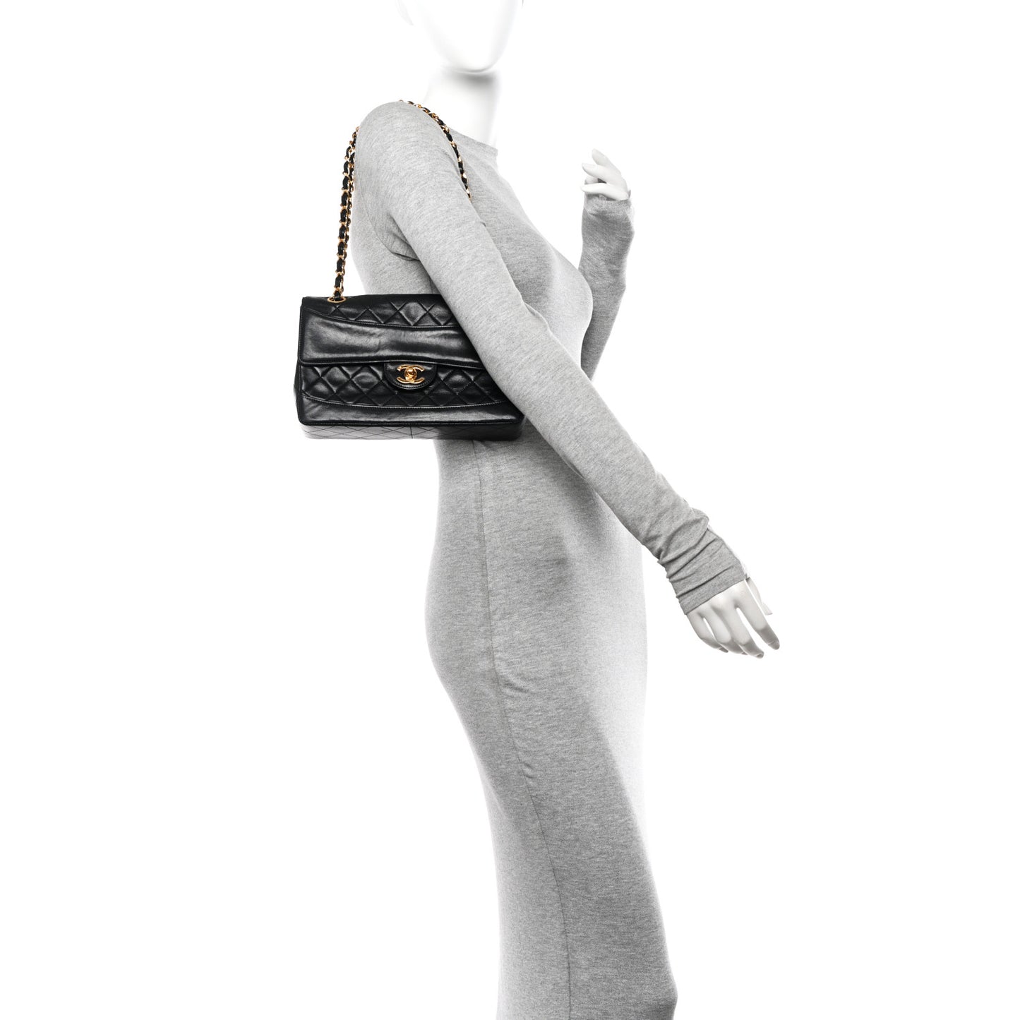 Lambskin Quilted Small Single Flap Black