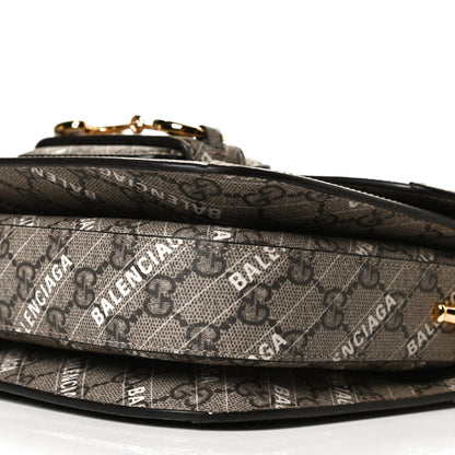 Gucci X BALENCIAGA GG Supreme Monogram Logo Print Horsebit 1955 Shoulder Bag Beige Ebony 11 of 13