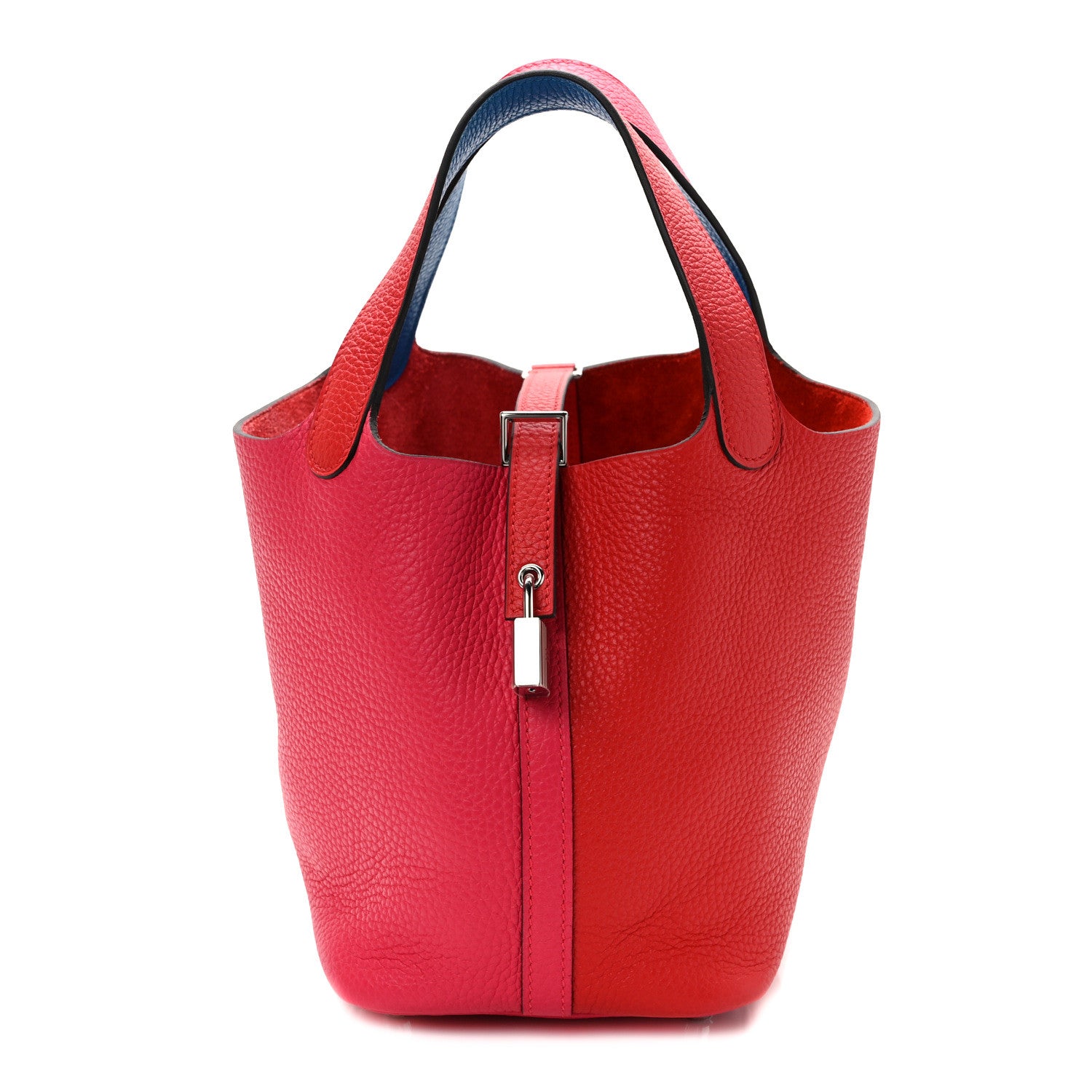 Hermes Taurillon Clemence Tri-Color Picotin Lock 18 PM Rouge Coeur Rose Extreme Bleu Zanzibar 1 of 9