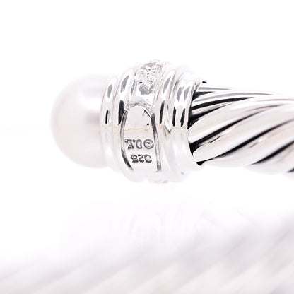 David Yurman Sterling Silver Diamond Pearl 7mm Cable Classics Bracelet 5 of 6