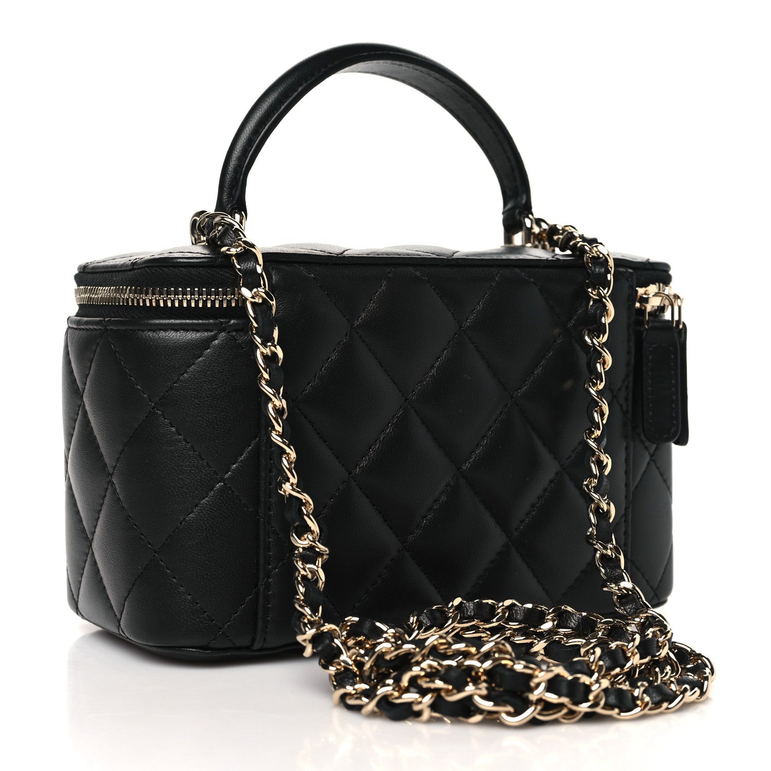 Chanel Lambskin Quilted Small Top Handle Vanity Case With Chain Black 3 of 10