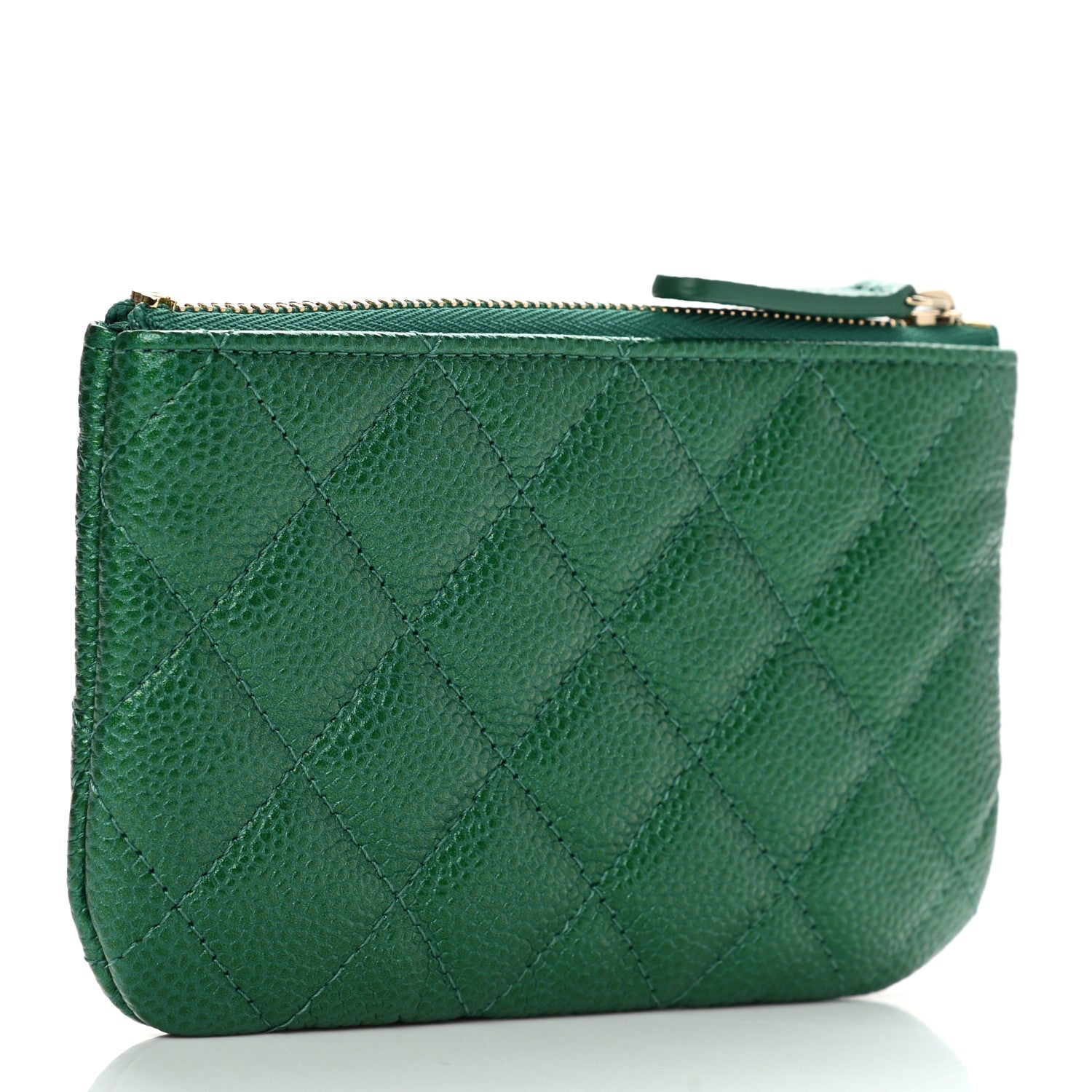 Chanel Metallic Caviar Quilted Small Cosmetic Case Green 3 of 7