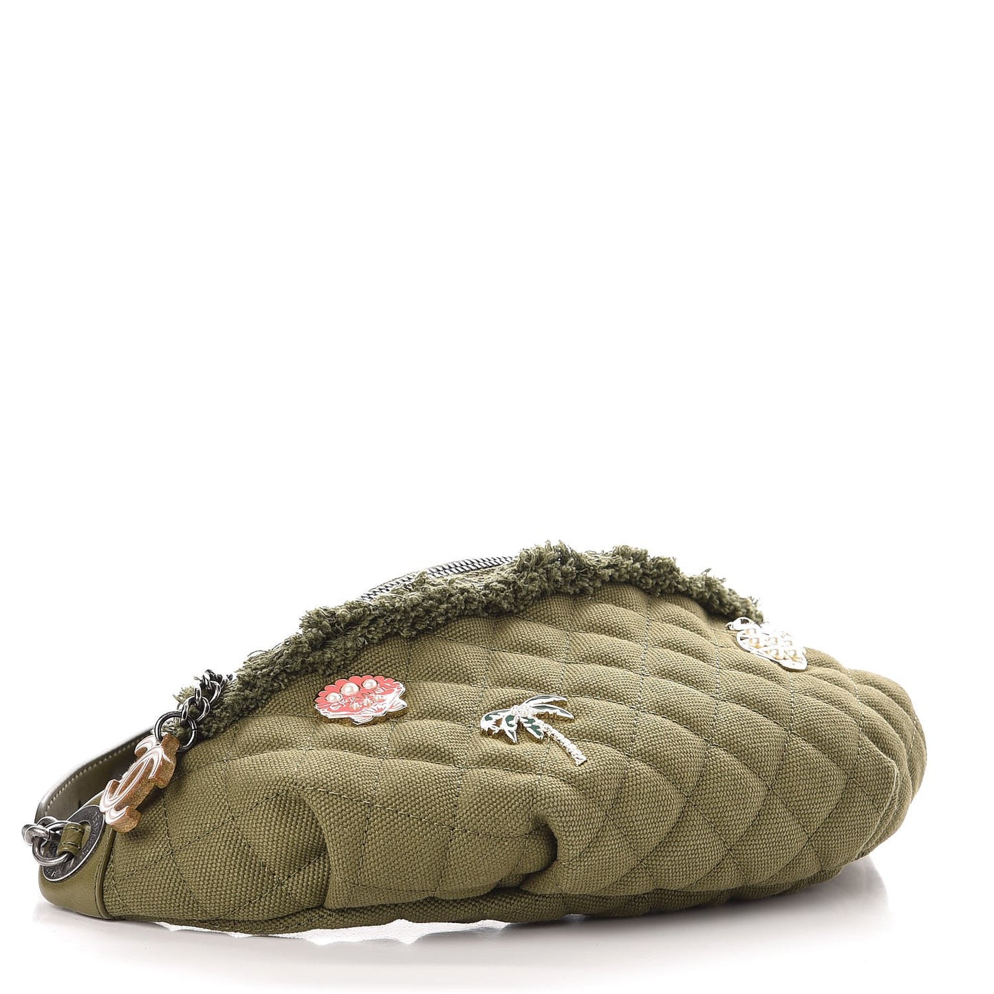 Canvas Lambskin Quilted Coco Cuba Charms Waist Bag Khaki