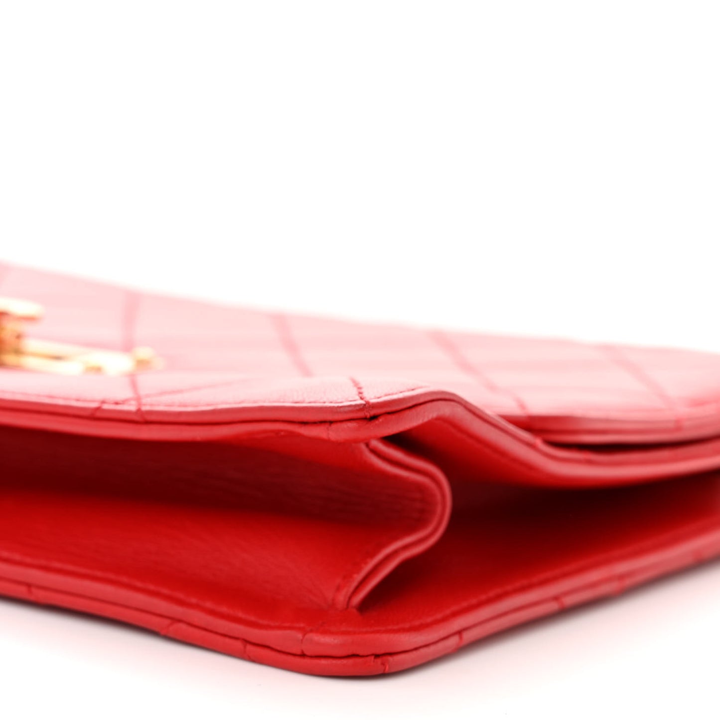 Lambskin Quilted Large Golden Class Flap Red