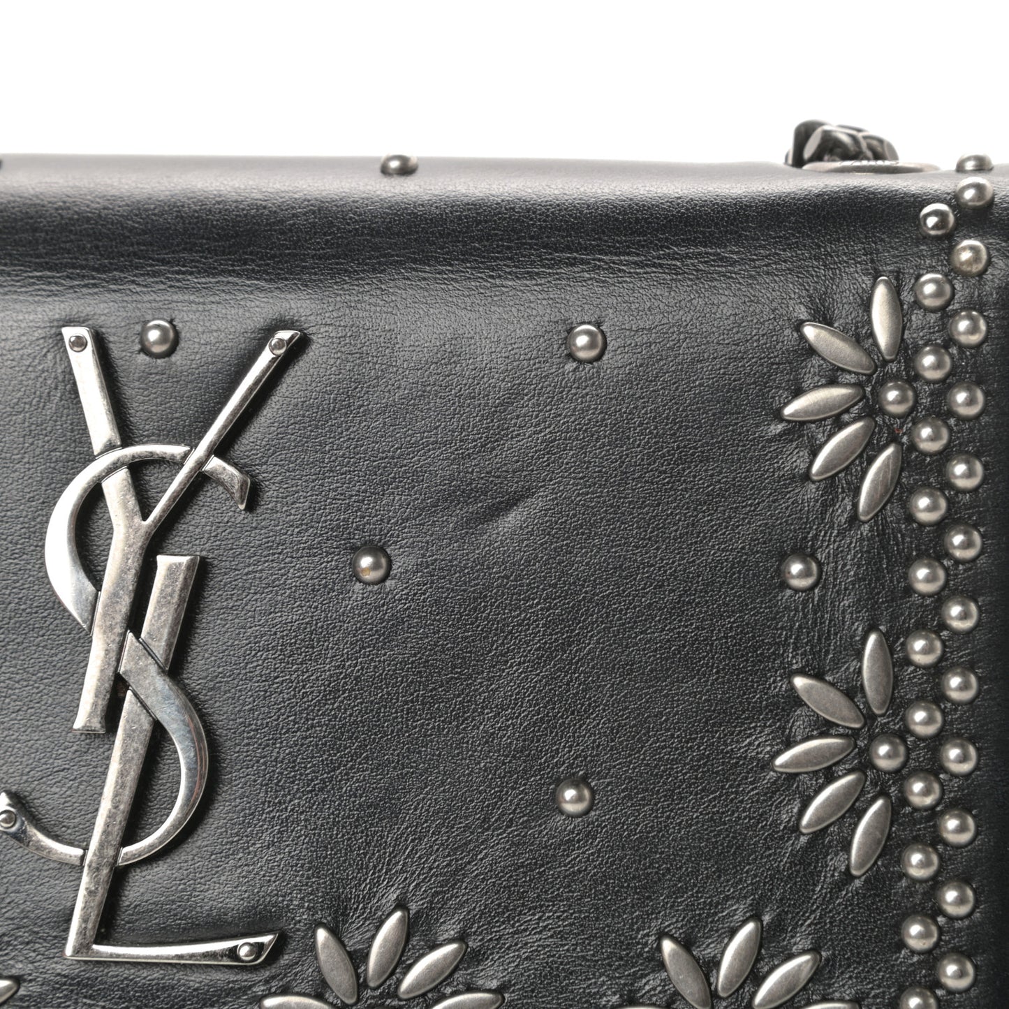 Calfskin Studded Kate Satchel Black