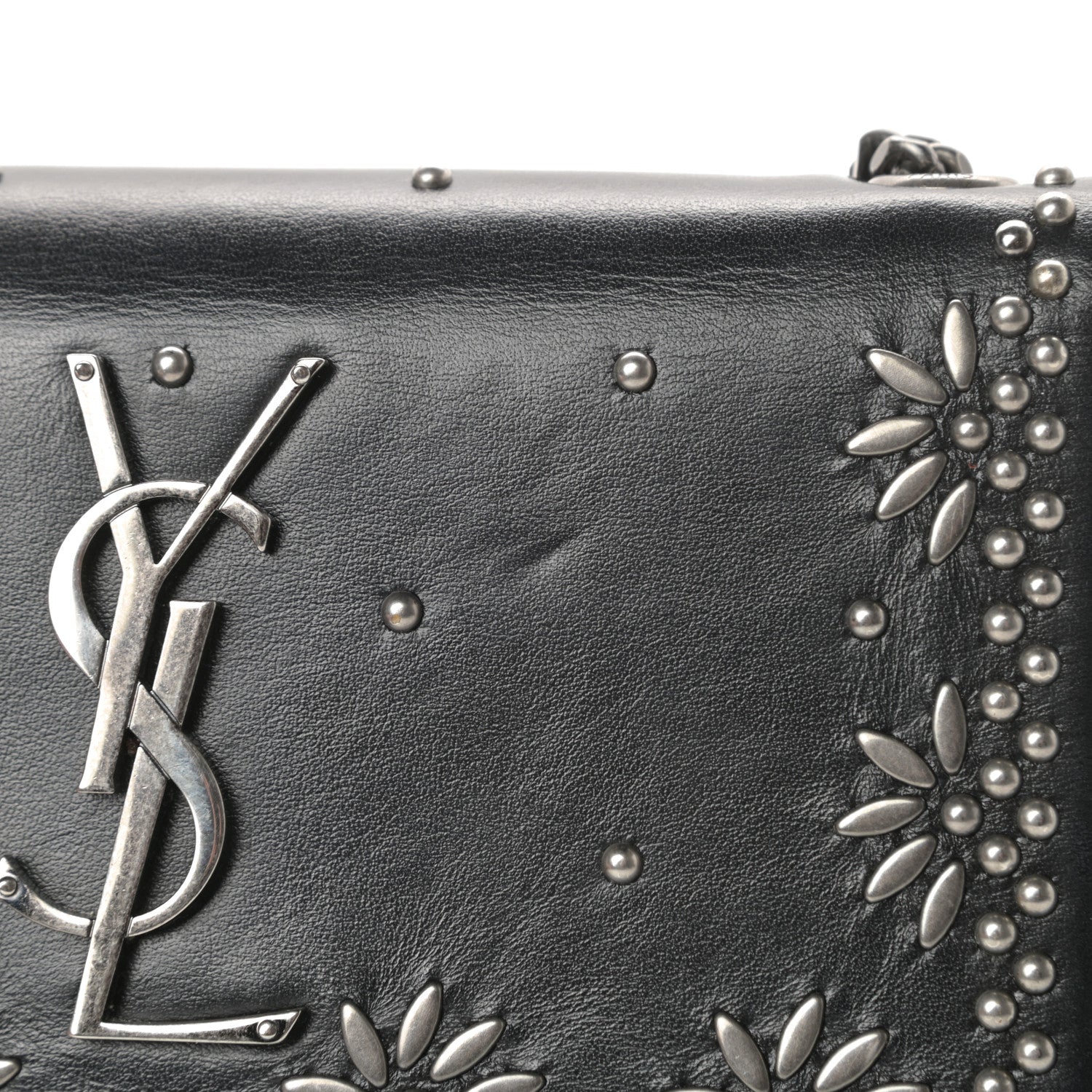 Saint Laurent Calfskin Studded Kate Satchel Black 13 of 15