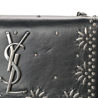 Saint Laurent Calfskin Studded Kate Satchel Black 13 of 15
