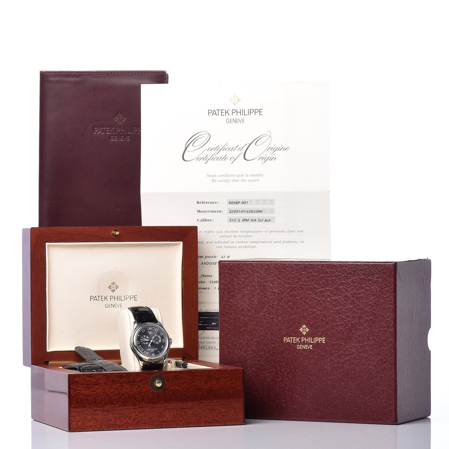 Patek Philippe Platinum Alligator 37mm Annual Calendar Moonphase Automatic Watch Black 5056P-001 12 of 12