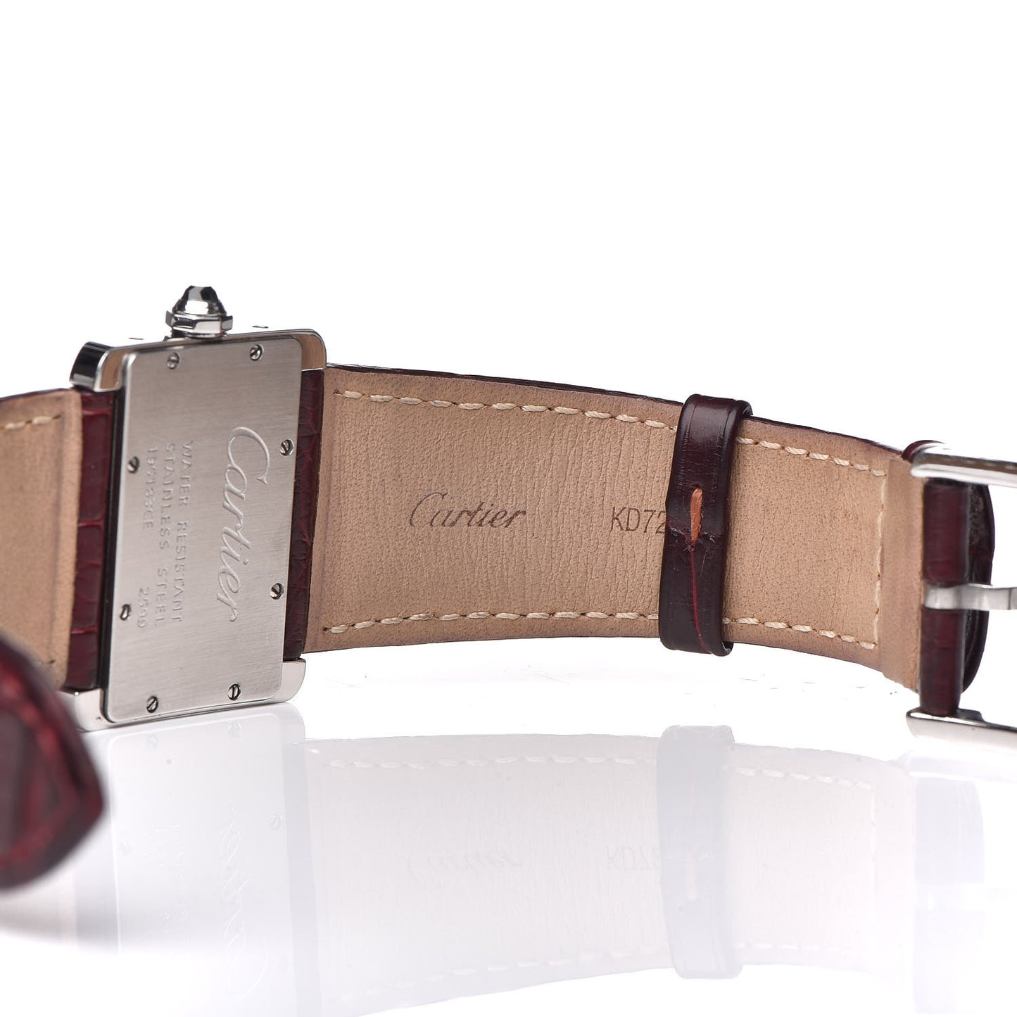 Stainless Steel Alligator 32mm Tank Divan Quartz Watch Burgundy