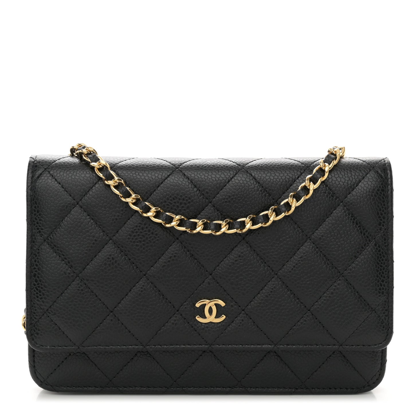 Caviar Quilted Wallet on Chain WOC Black