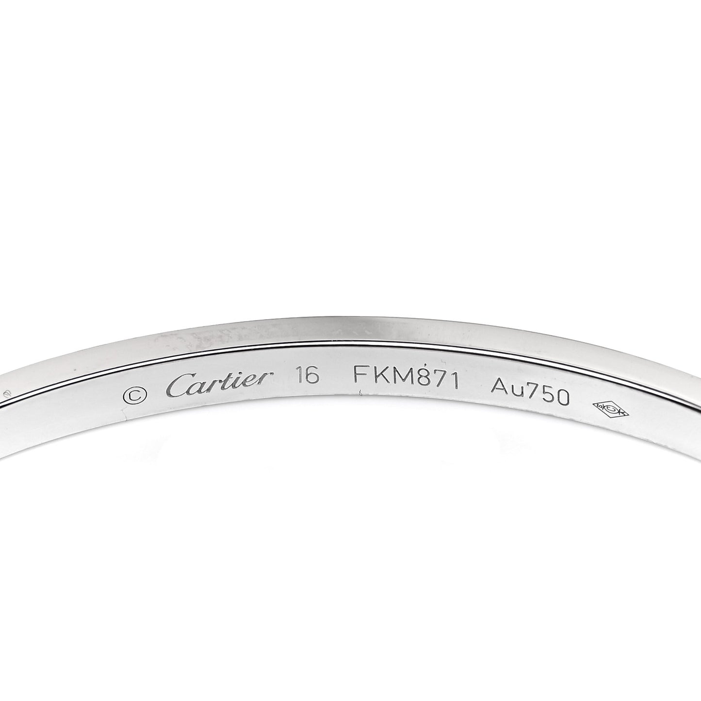18K White Gold Small LOVE Bracelet 16
