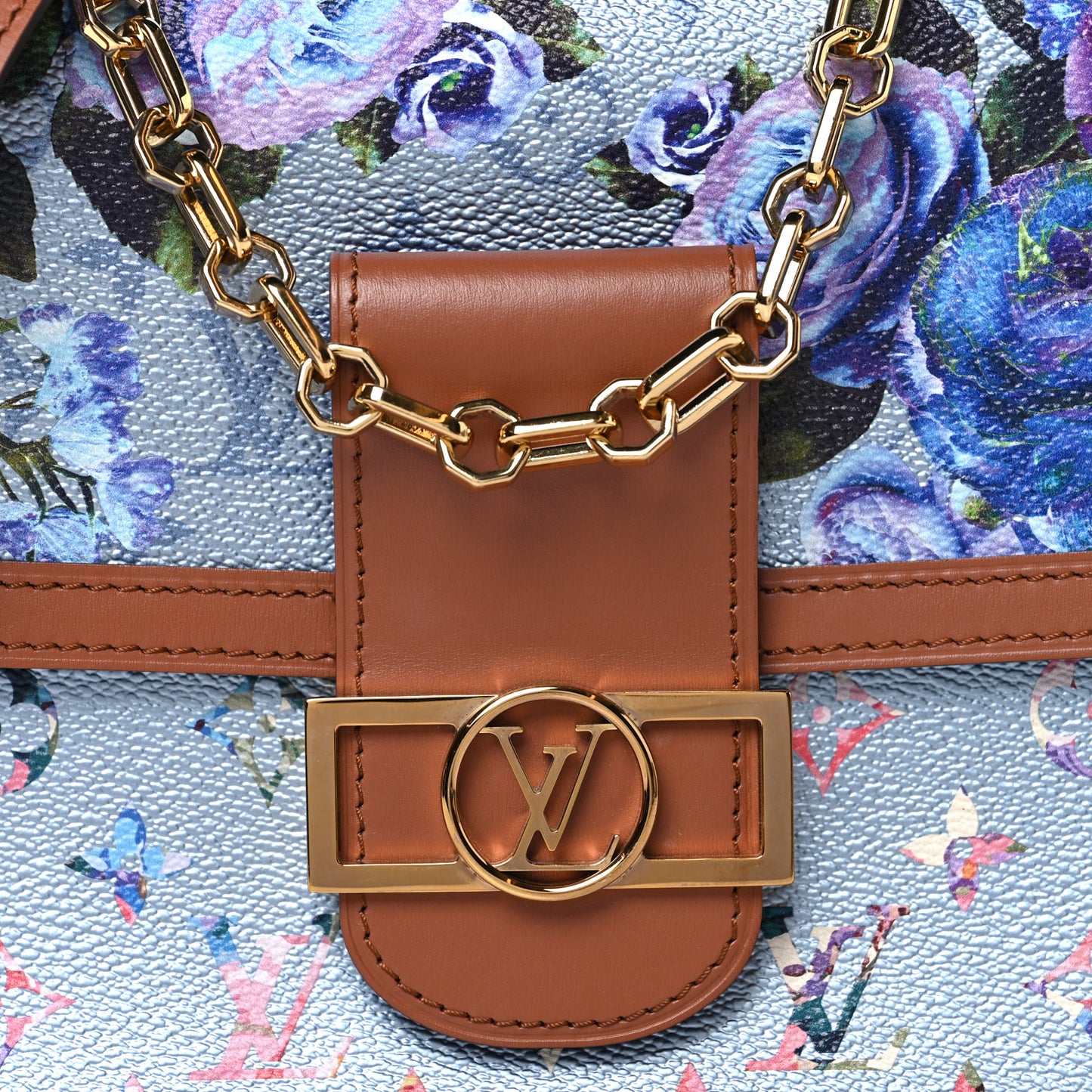 Metallic Monogram LV Garden Dauphine MM Blue