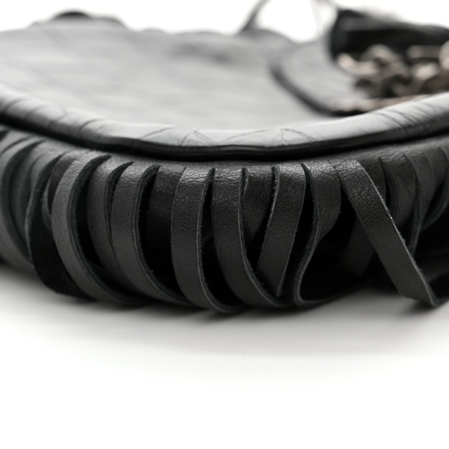 Calfskin Crocodile Embossed Anita Tassed Crossbody Bag Black