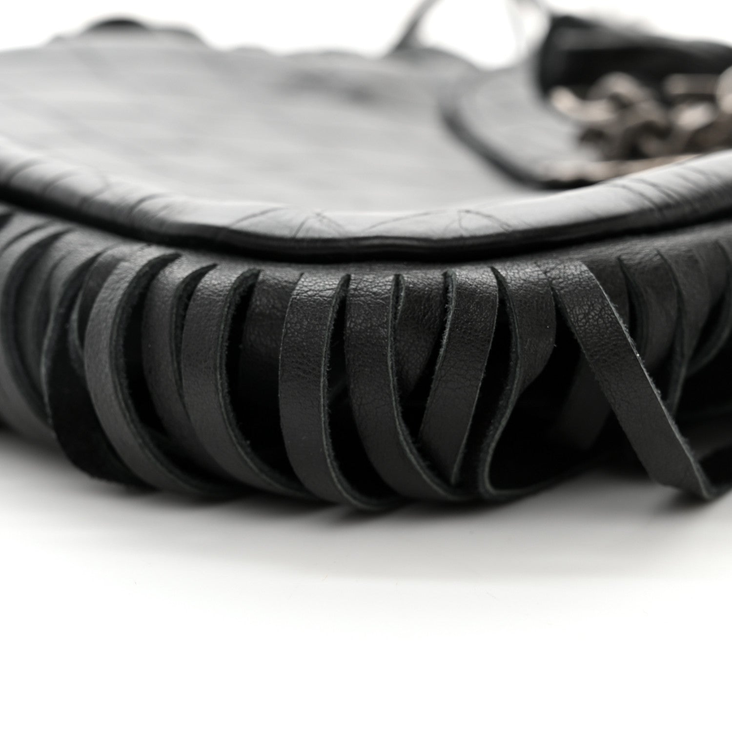 Saint Laurent Calfskin Crocodile Embossed Anita Tassed Crossbody Bag Black 9 of 9
