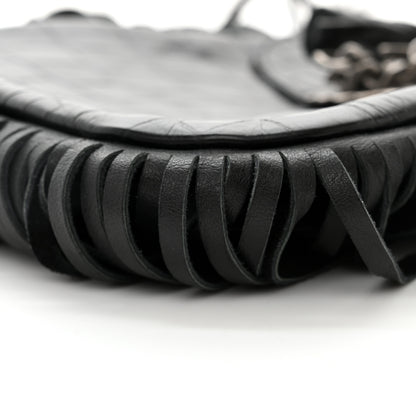 Saint Laurent Calfskin Crocodile Embossed Anita Tassed Crossbody Bag Black 9 of 9