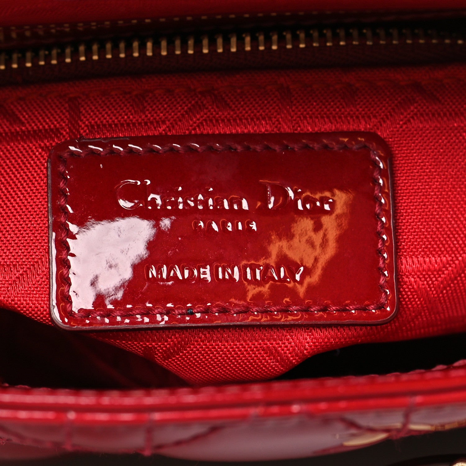 Christian Dior Patent Cannage Mini Lady Dior Red 6 of 11