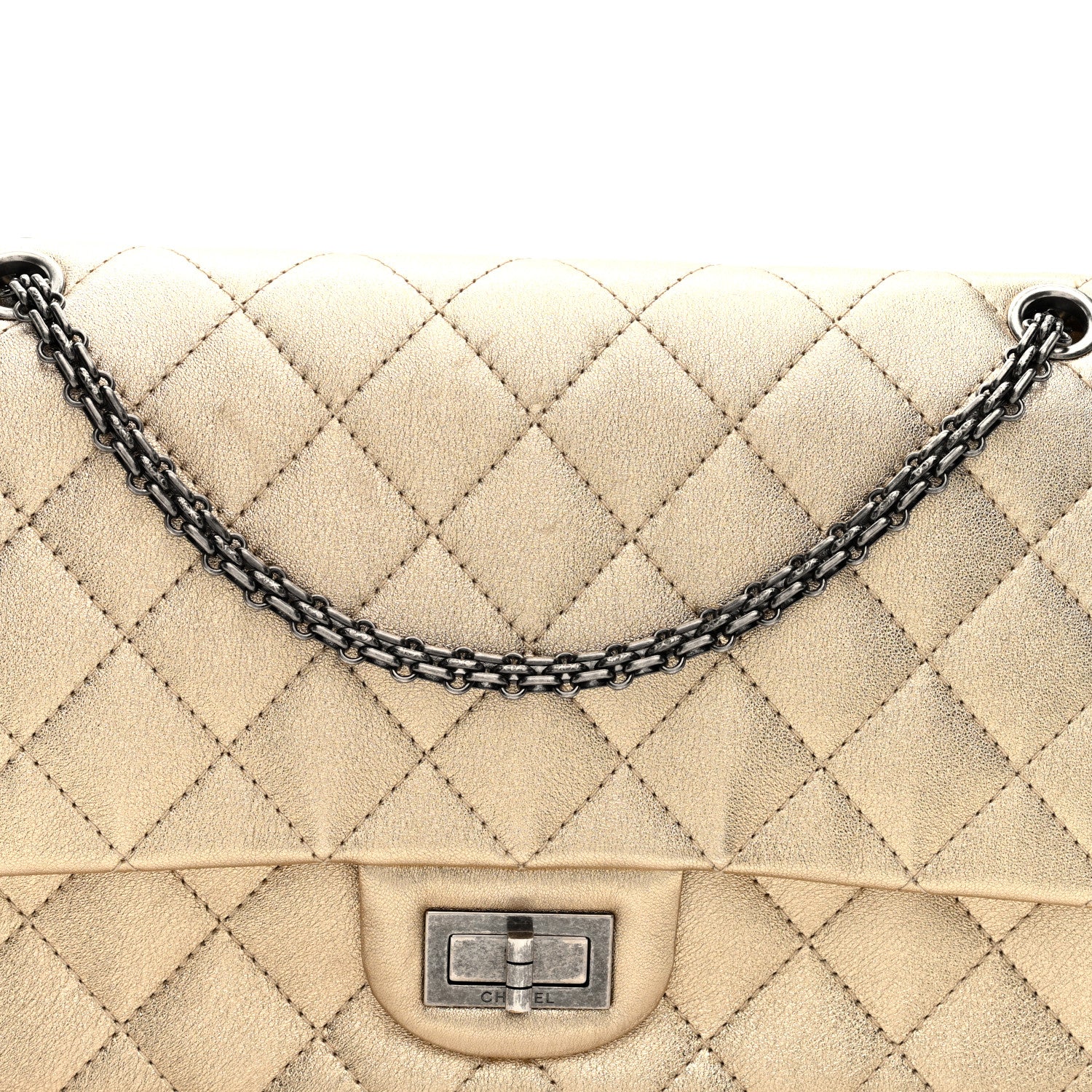 Chanel Metallic Aged Calfskin Quilted 2.55 Reissue 227 Flap Pale Gold 8 of 10