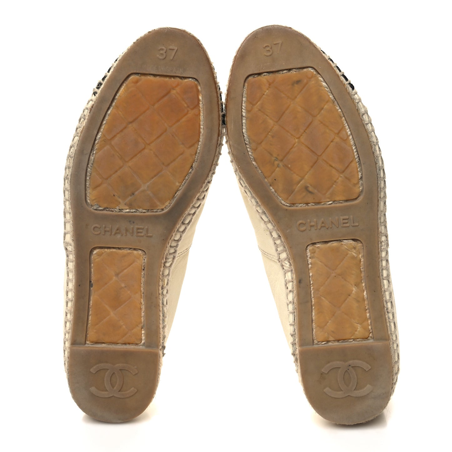 Lambskin CC Espadrilles 37 White Black