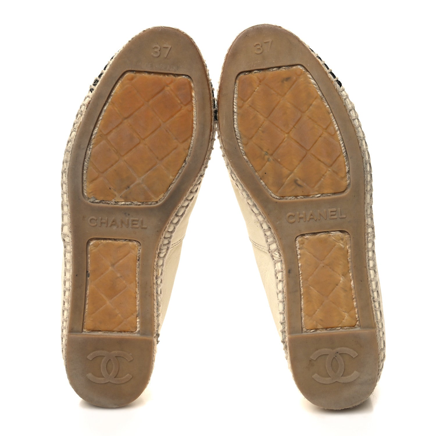 Chanel Lambskin CC Espadrilles 37 White Black 5 of 12