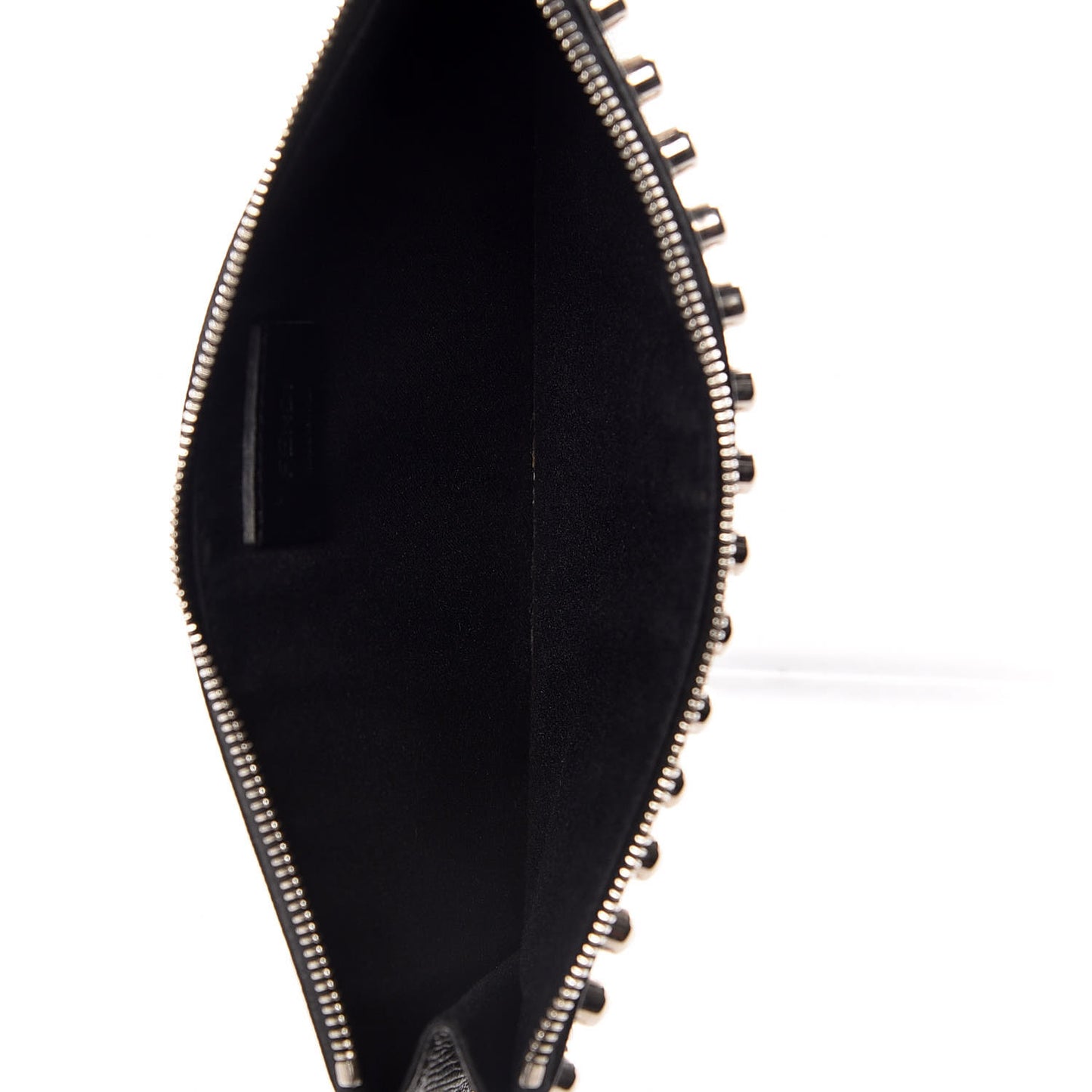 Vitello Elite Mink Fur Studded Karlito Zip Pouch Black