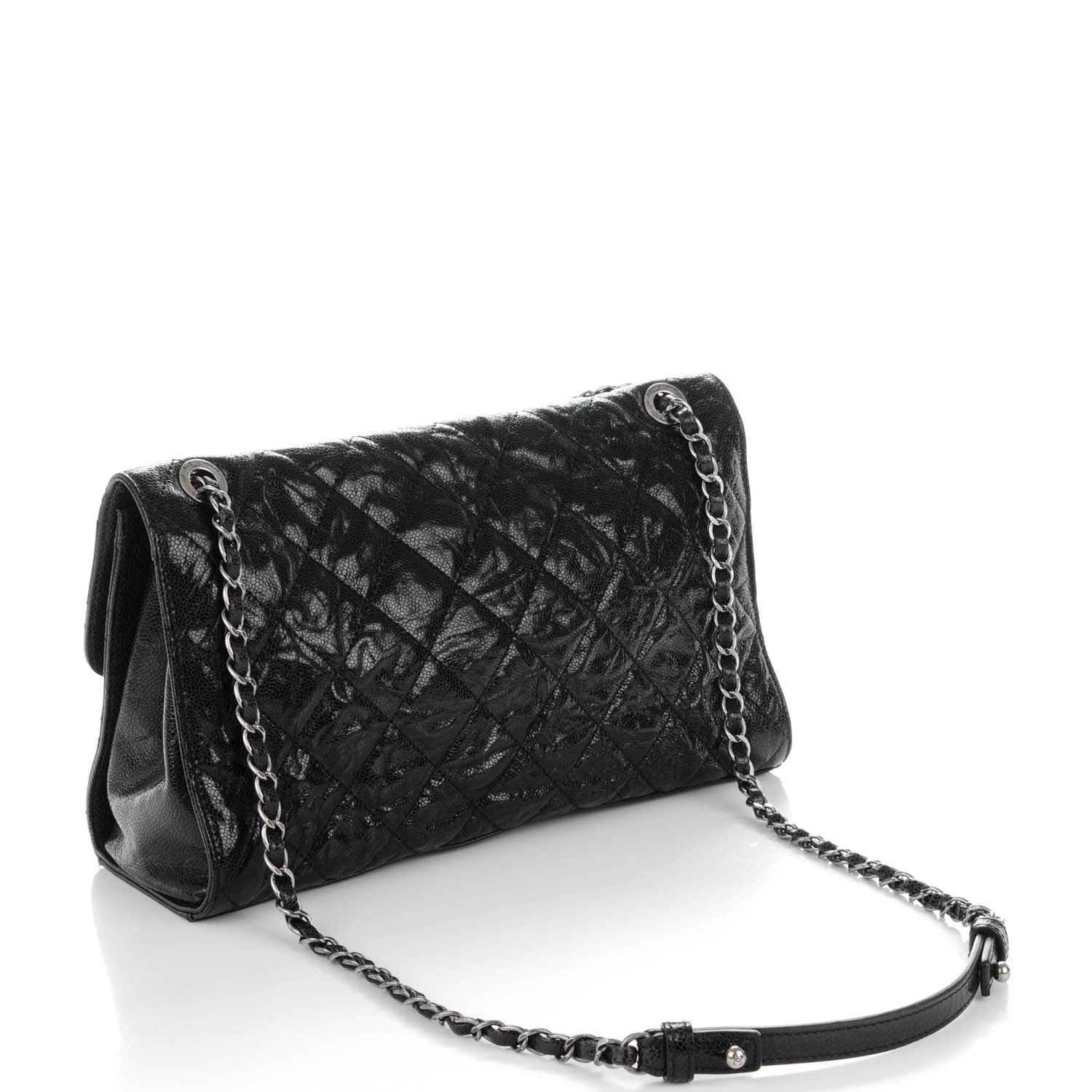 Chanel Crumpled Grained Calfskin Jumbo CC Crave Flap Black 3 of 8