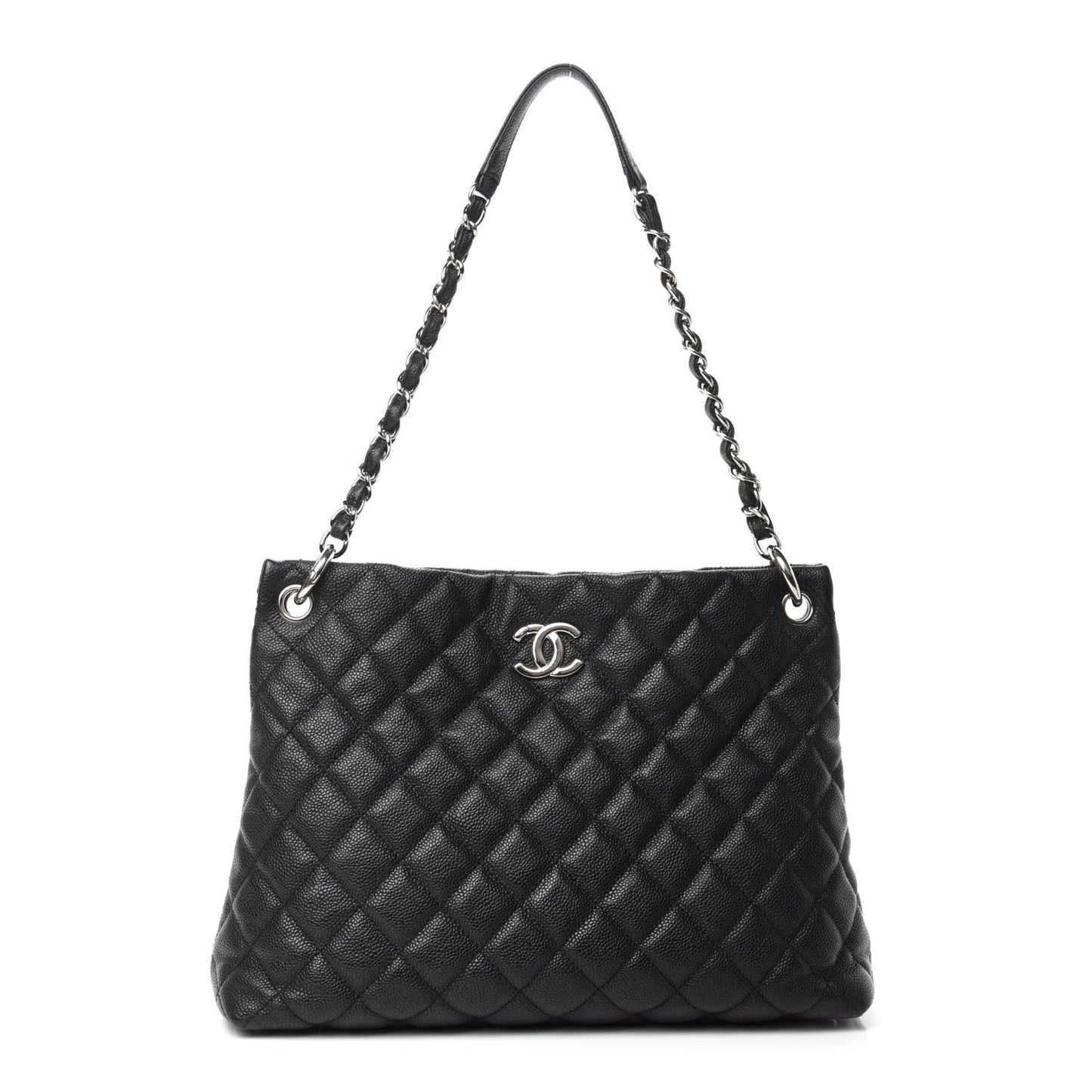 Caviar Quilted Easy Zip Tote Black