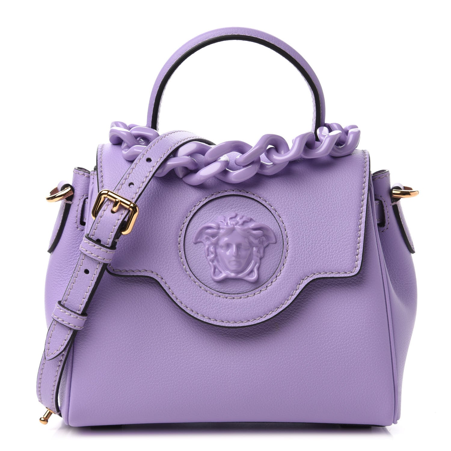Versace Calfskin Medusa Small Top Handle Handbag Lilac 1 of 11