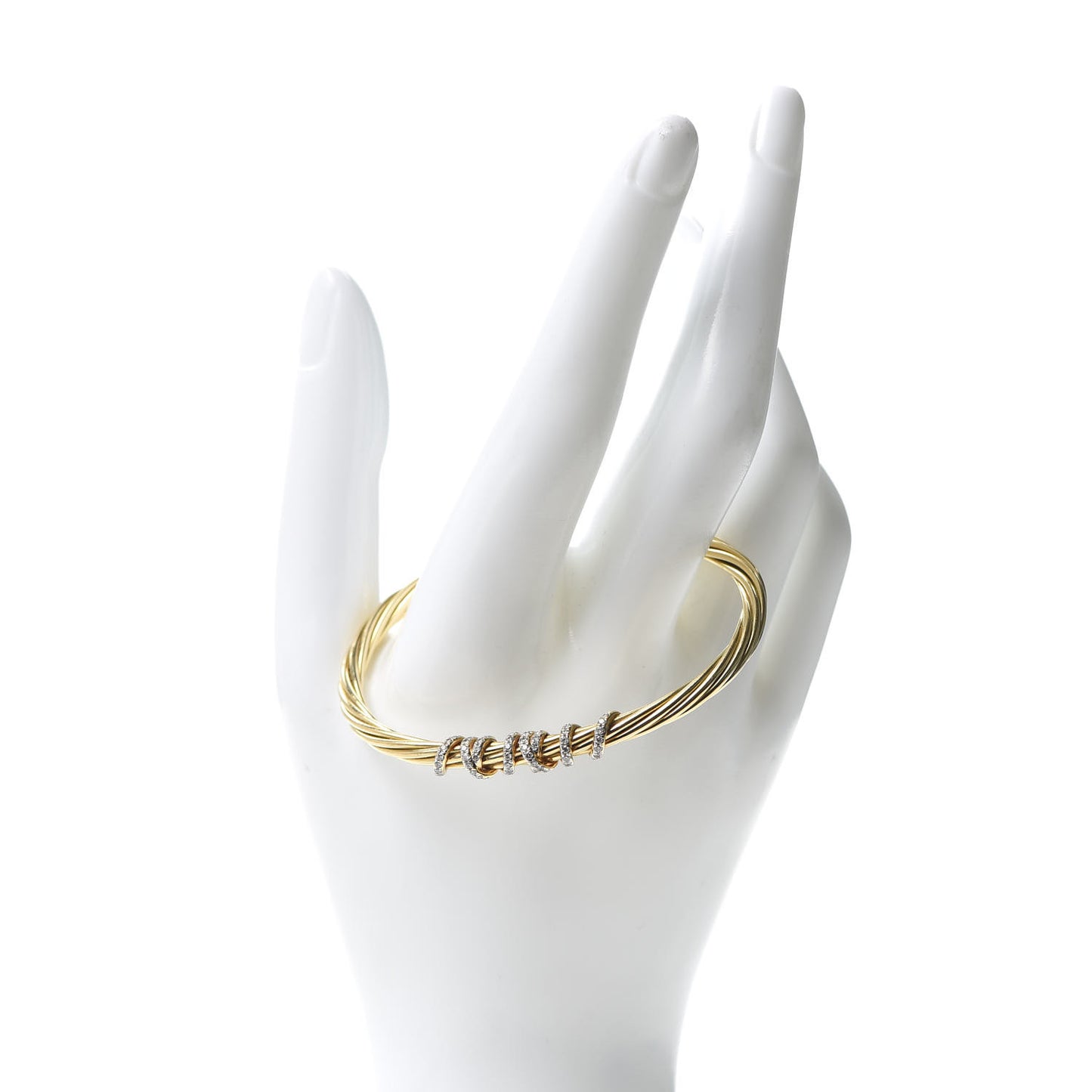 18K Yellow Gold Diamond 4mm Helena Center Station Cuff Bracelet