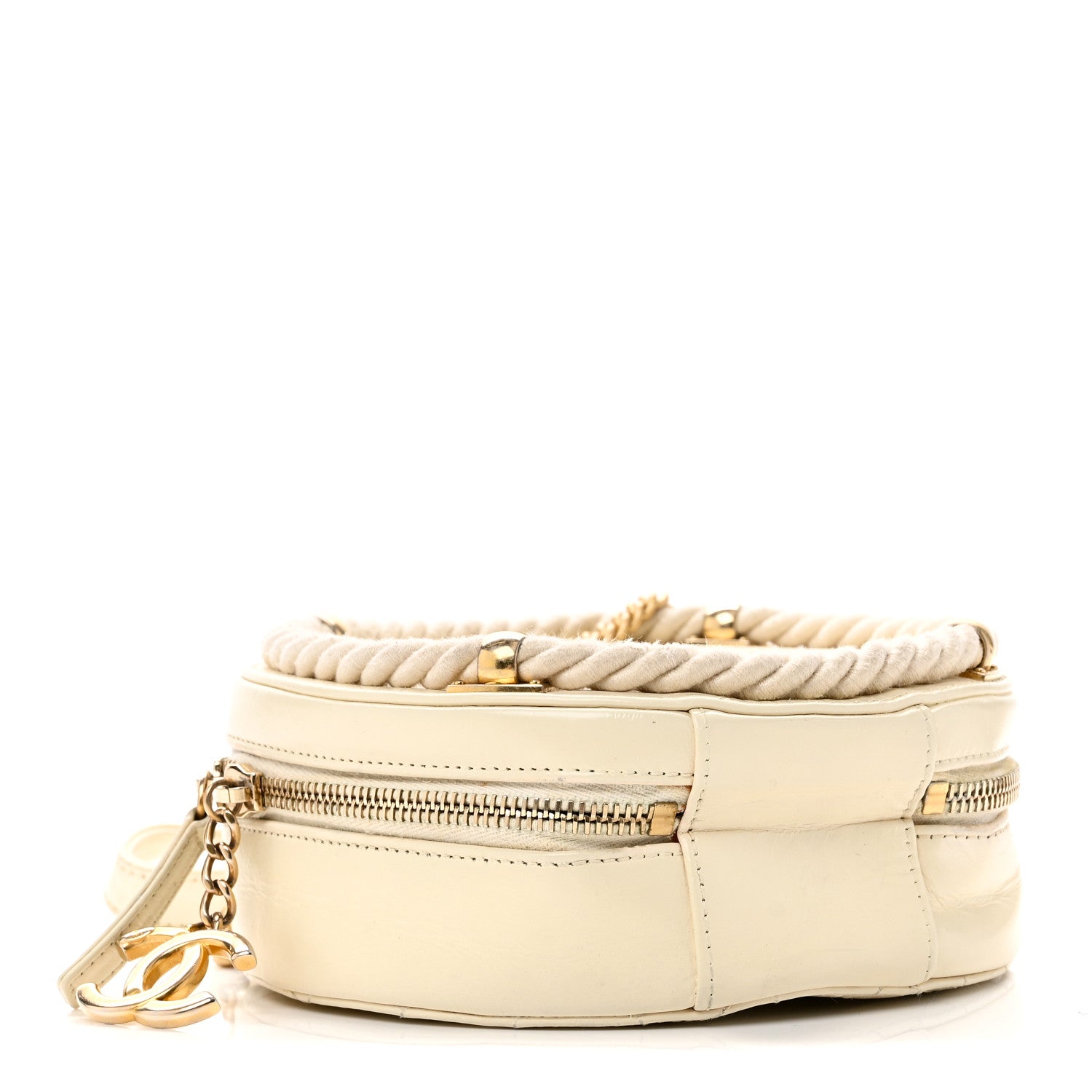 Chanel Crumpled Calfskin Cotton Small En Vogue Round Bag White 4 of 10