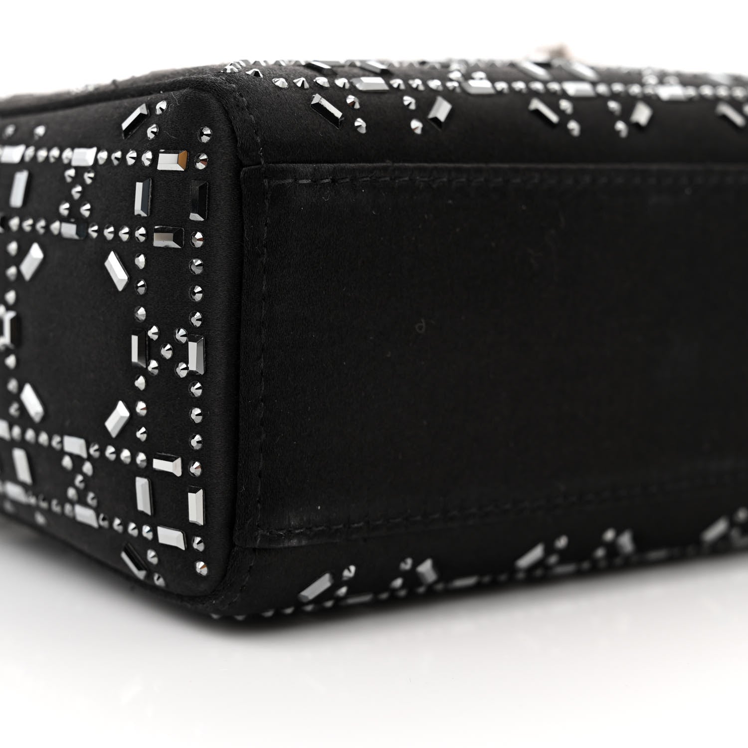 Christian Dior Satin Crystal Cannage Mini Lady Dior Black 8 of 10