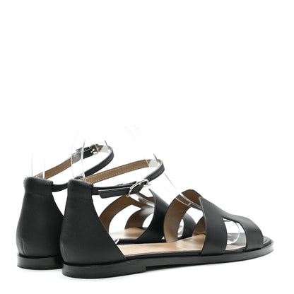 Hermes Calfskin Santorini Sandals 35 Black 4 of 9