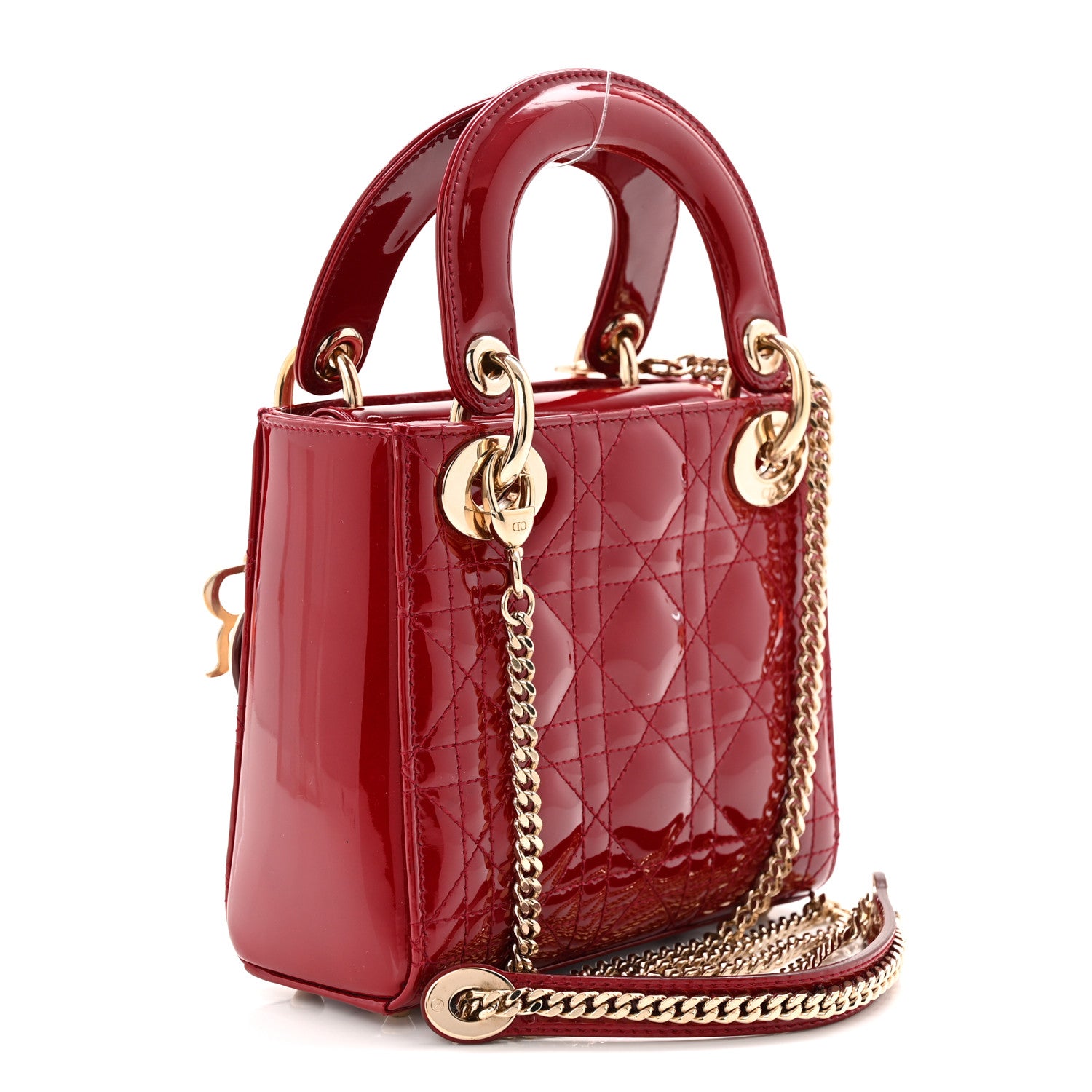 Christian Dior Patent Cannage Mini Lady Dior Red 3 of 10