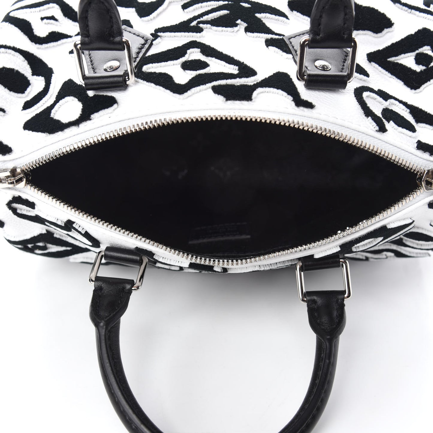 X UF Tufted Monogram Speedy Bandouliere 25 White Black