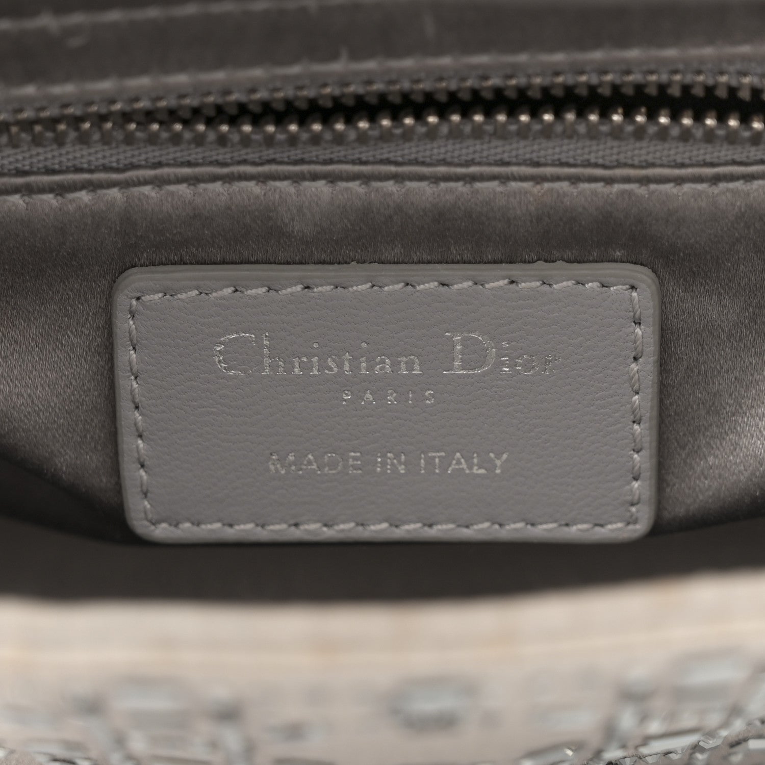 Christian Dior Satin Crystal Cannage Mini Lady Dior Gray 1746070
