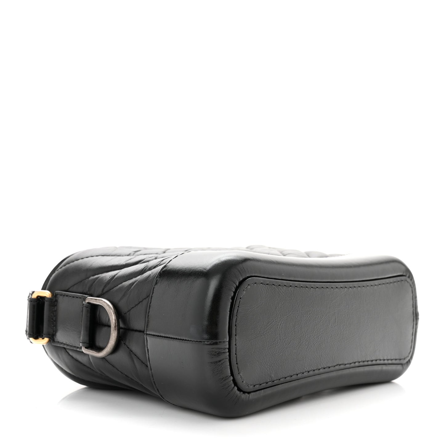 Aged Calfskin Chevron Quilted Small Gabrielle Hobo Black