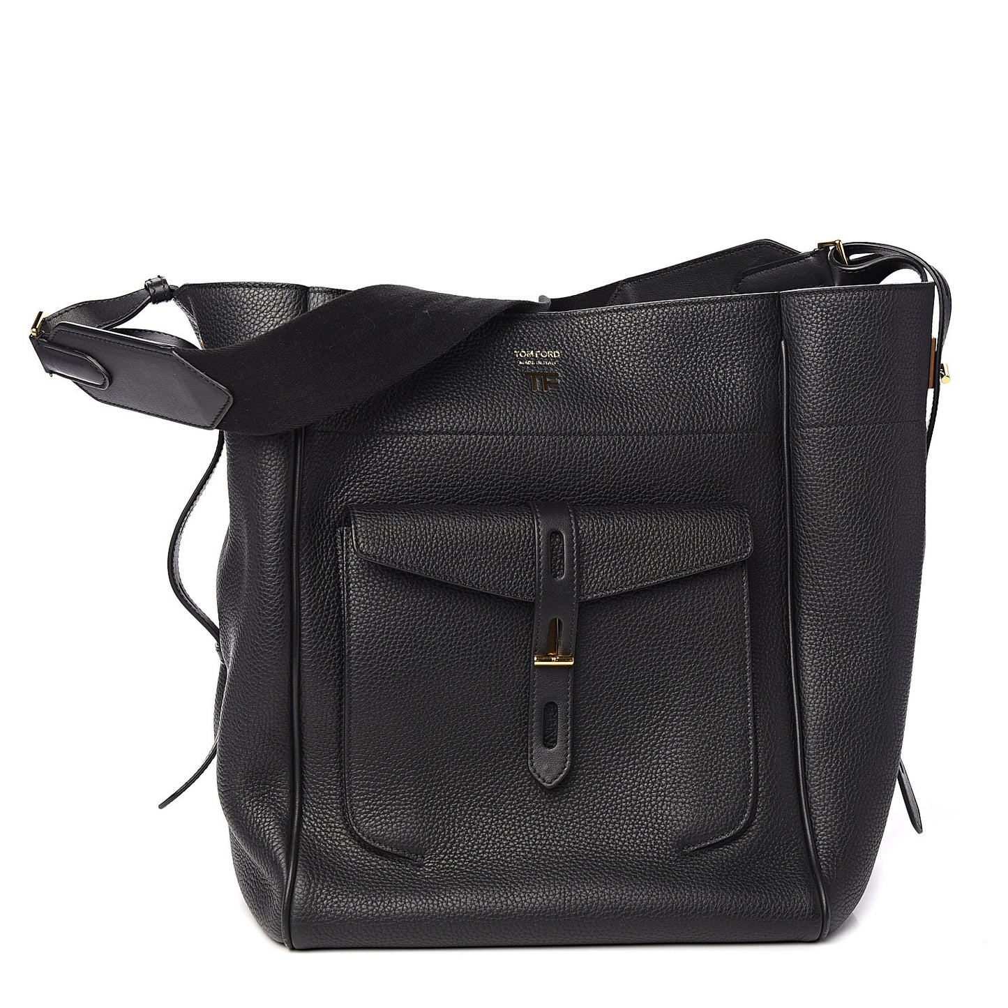Grained Calfskin Medium Rialto Shoulder Bag Black