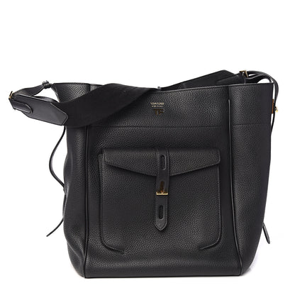 Tom Ford Grained Calfskin Medium Rialto Shoulder Bag Black 1 of 13