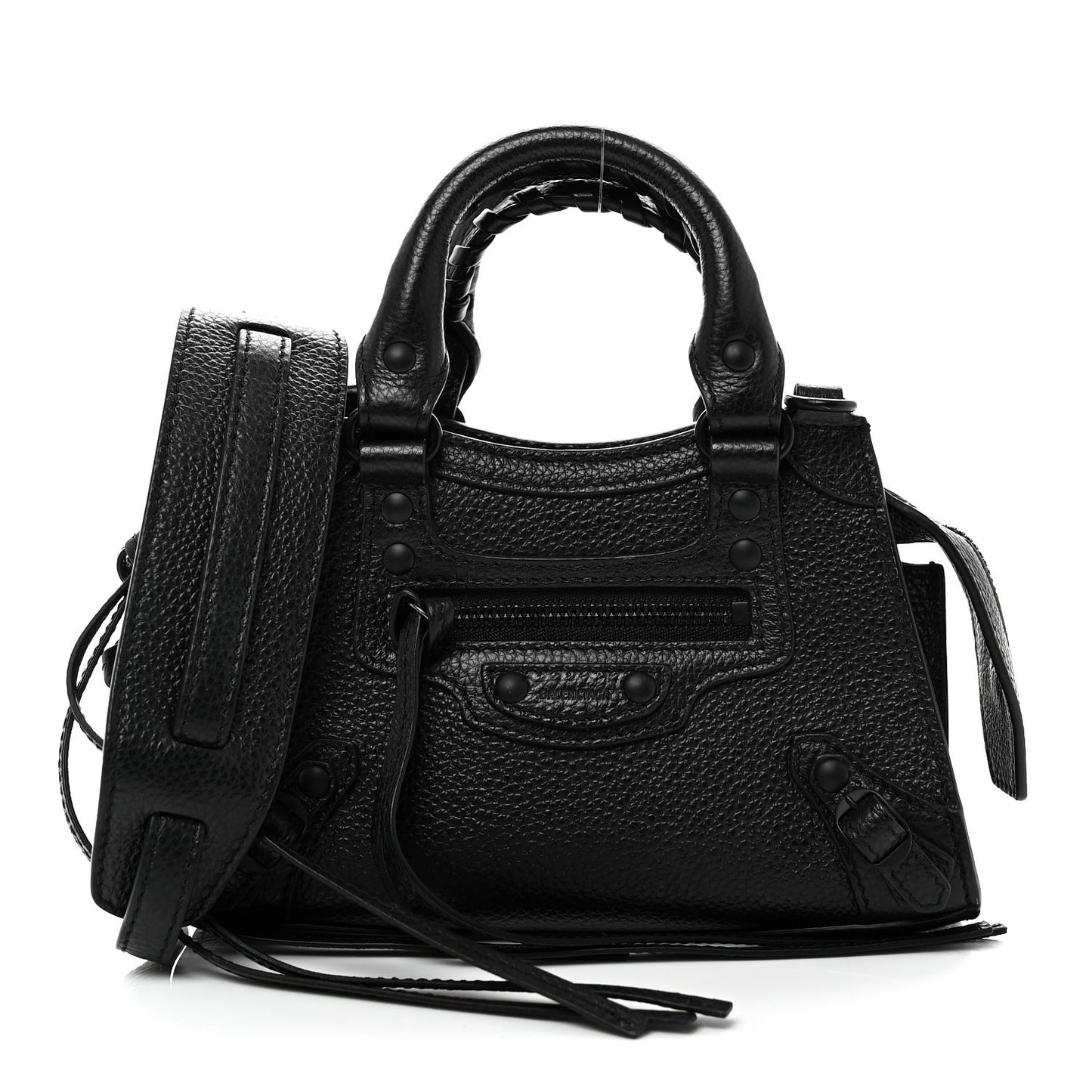 Grained Calfskin Neo Classic Black Hardware Nano City Crossbody Black