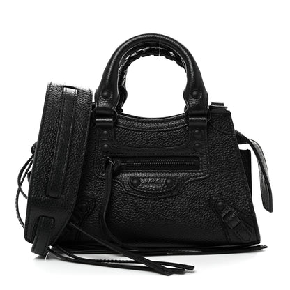 Balenciaga Grained Calfskin Neo Classic Black Hardware Nano City Crossbody Black 1 of 10