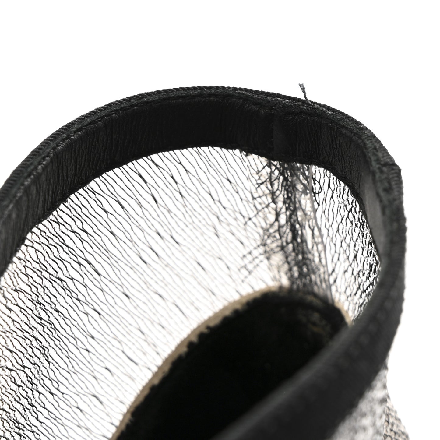 Mesh Grosgrain Cap Toe Short Boots 37.5 Beige Black
