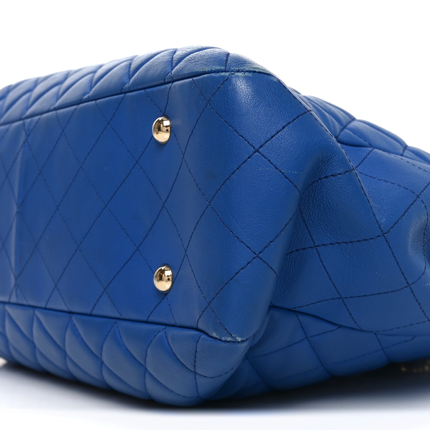 Chanel Calfskin Quilted Large CC Shopping Tote Blue 10 of 10