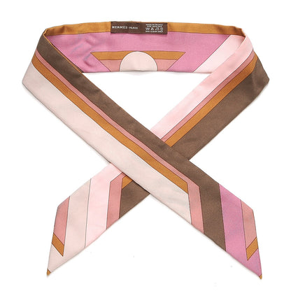 Hermes Silk La Rose Des Vents Twilly Camel Saumon Violine 1 of 3