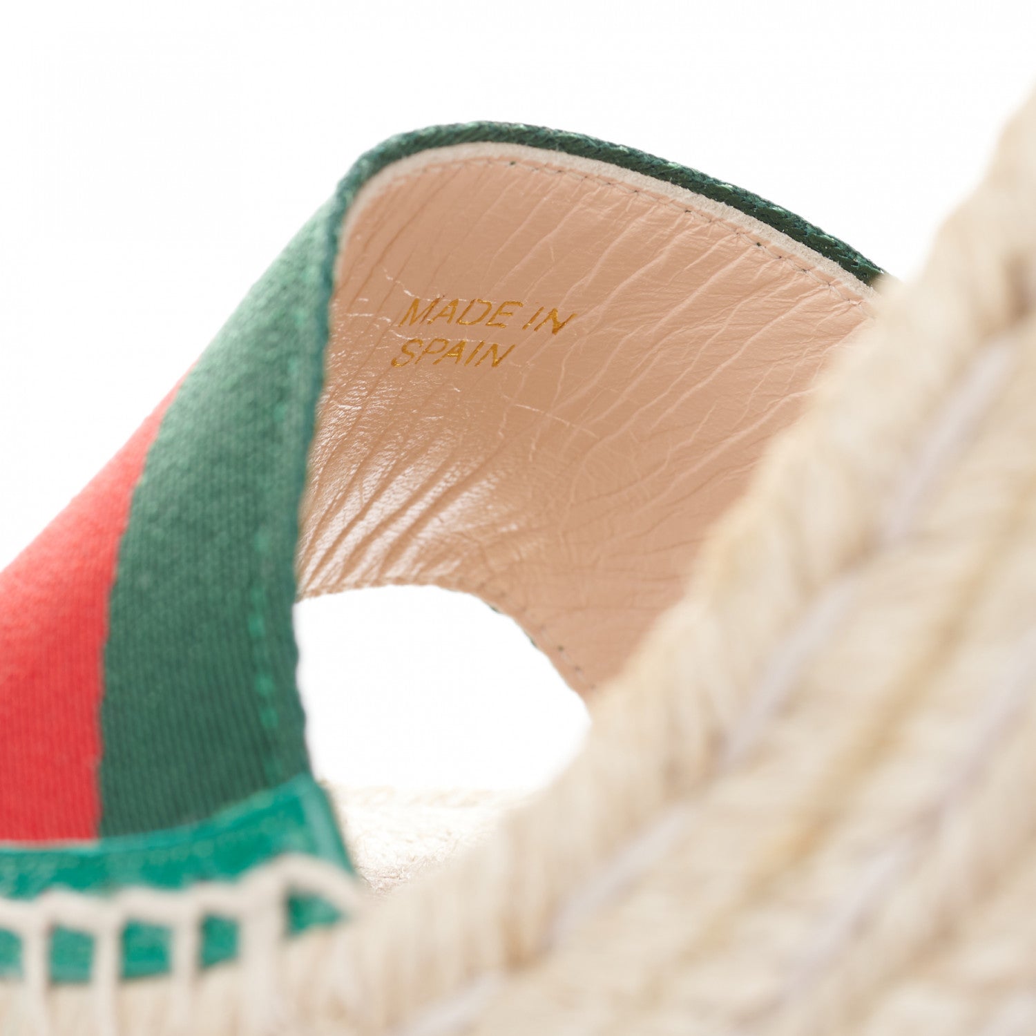 Gucci Canvas Malaga Kid Web Ankle Wrap Espadrille Wedge Sandals 41 Mystic 41 Green Red Mystic White Emerald 9 of 9