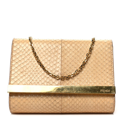 Fendi Snakeskin Mini Rush Clutch Blush 1 of 10