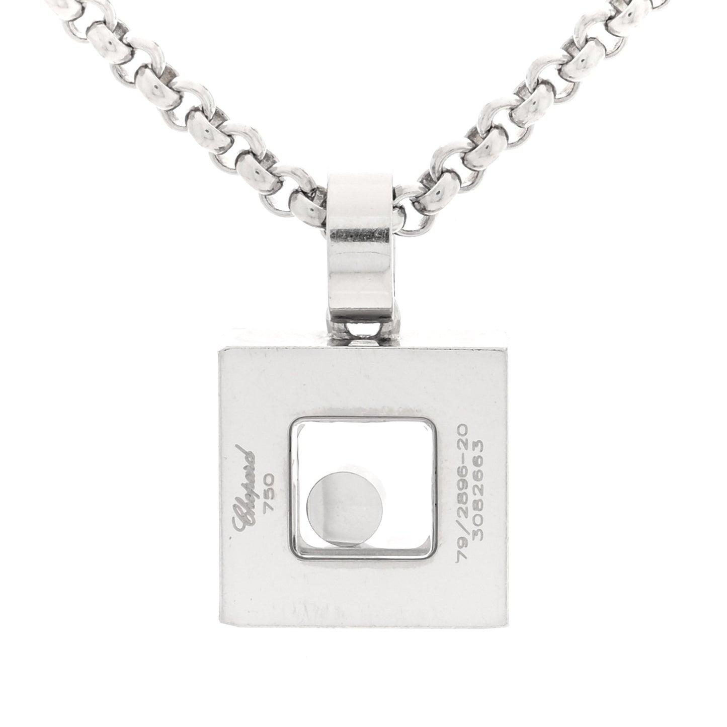 18k White Gold Happy Diamonds Icons Square Heart Necklace