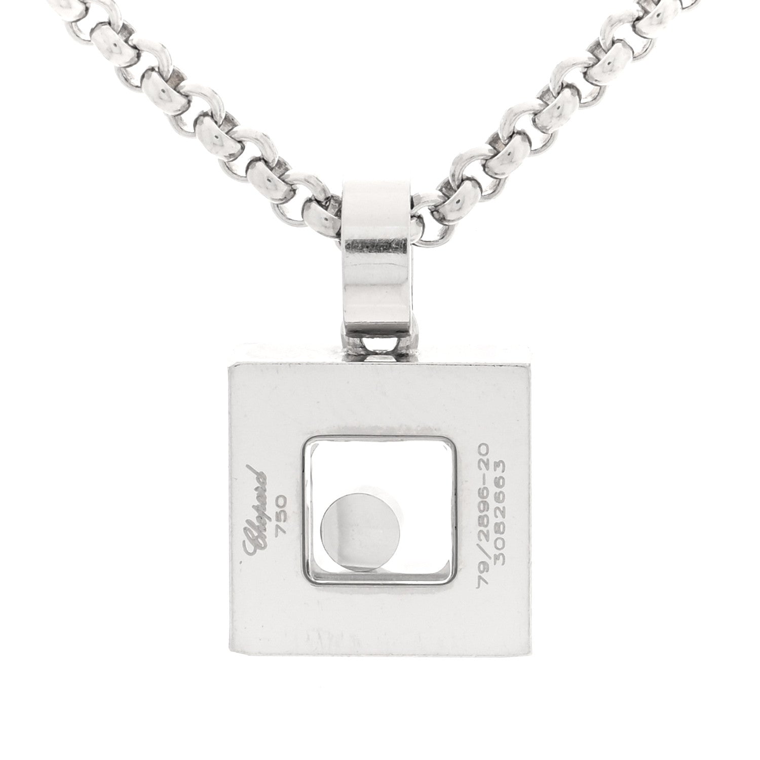 Chopard 18k White Gold Happy Diamonds Icons Square Heart Necklace 4 of 5